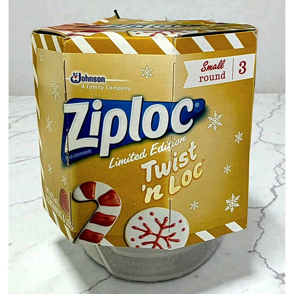 New Ziploc Twist N Loc 3-Pack Holiday Red 16 oz Pint Containers Lids Limited Ed